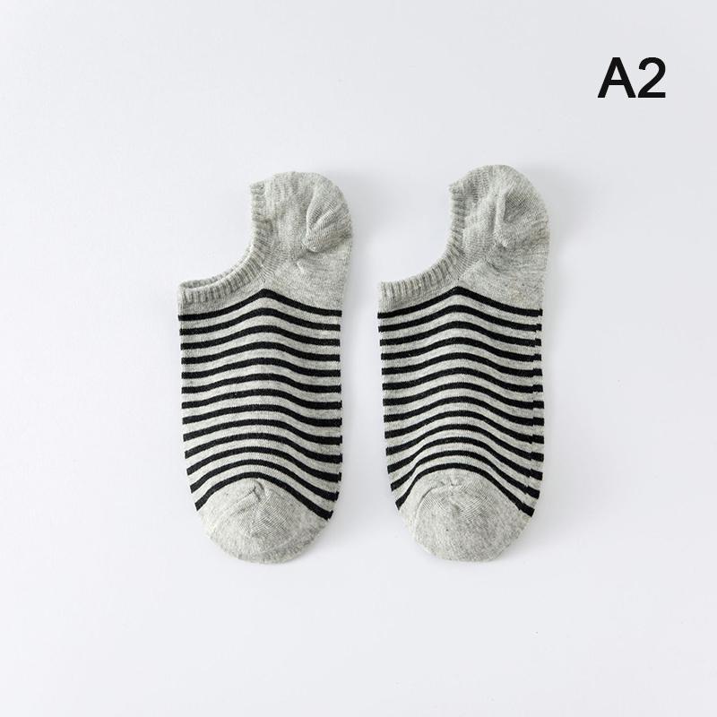 

Striped Invisible Socks Simple And Versatile College Combed Cotton Silicone Anti-Drop Heel Ladies Boat Socks