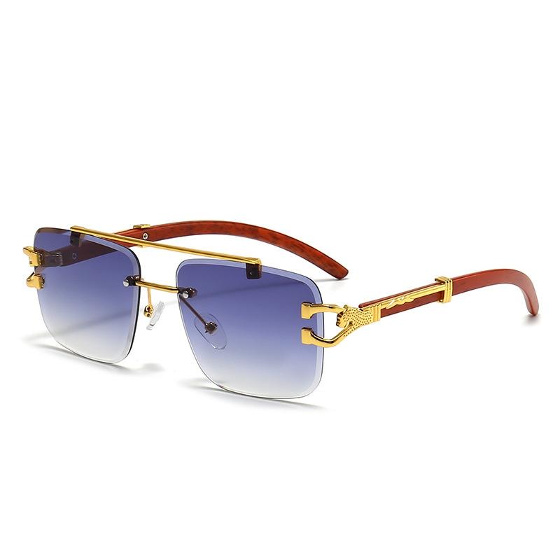 Rimless Square Sunglasses with Gradient Ocean Lens Metal Frame Lightweight Durable Design for Outdoor Use UV Protection Eyewear