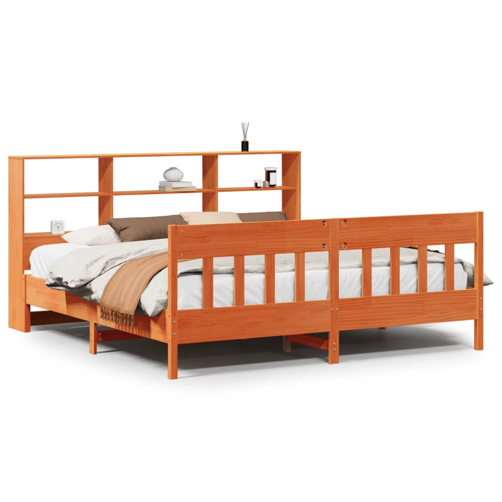 Solid Wood Bed without Mattress Wax Brown 200x200 cm Pine Wood