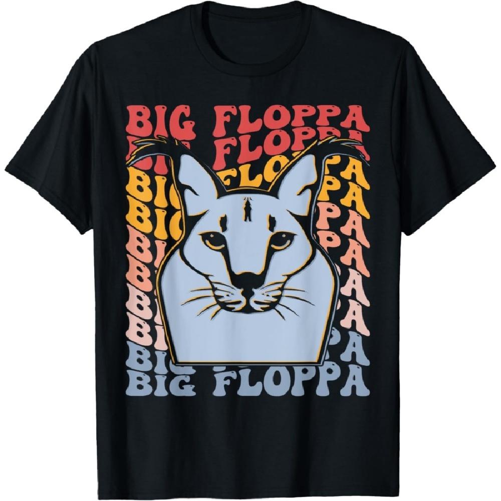 

Big Floppa Groovy Caracal Cat Meme T-Shirt for Men Women S