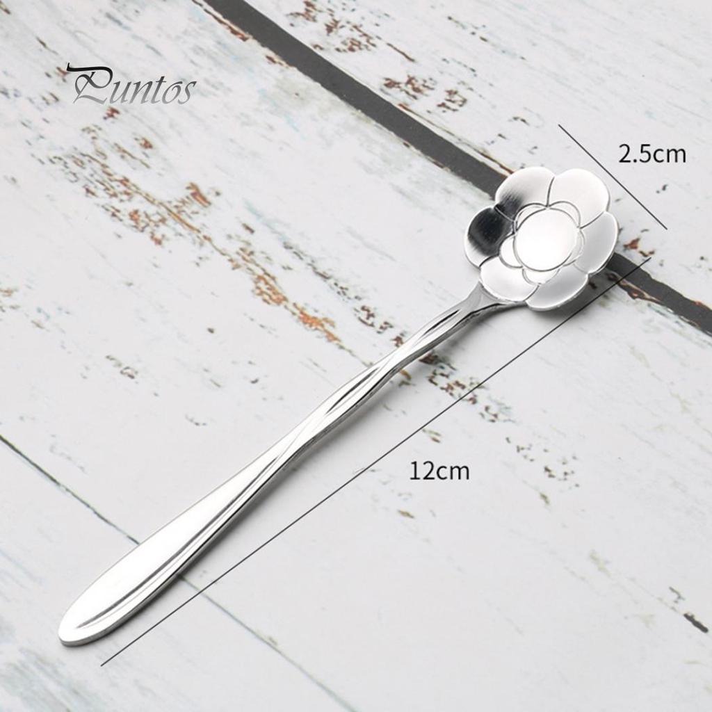 Clean Products 8 buc din oțel inoxidabil flori sculptate mini linguri de amestecare pentru deserturi ceai cafea