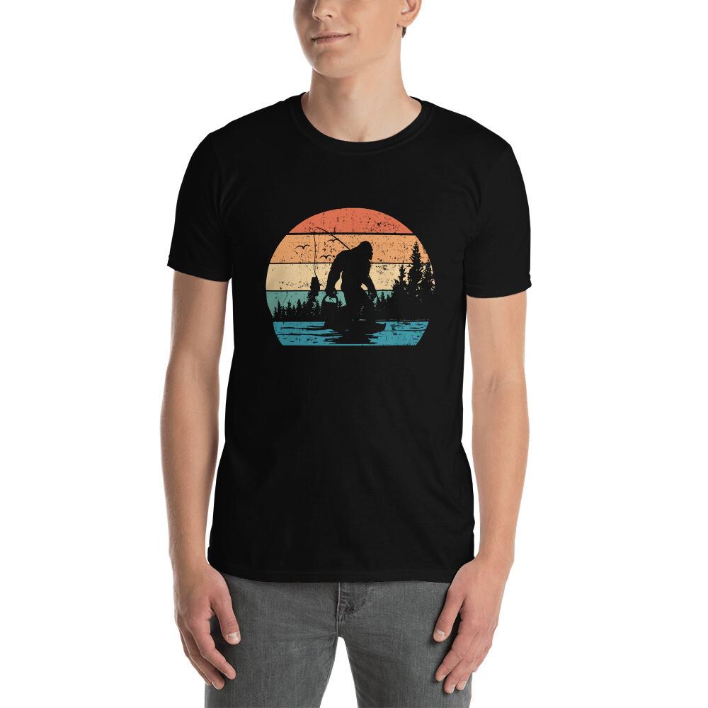Funny sasquach fishing retro vintage colors Bigfoot fishing T-Shirt Unisex T-Shirt S
