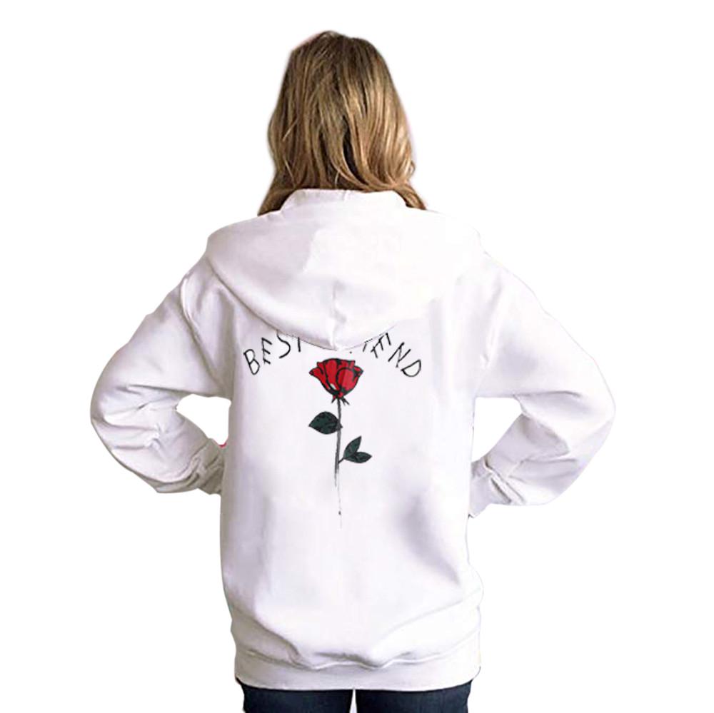Womens Best Friend Long Sleeve Hoodie Sweatshirt Hooded Pullover Tops Blouse