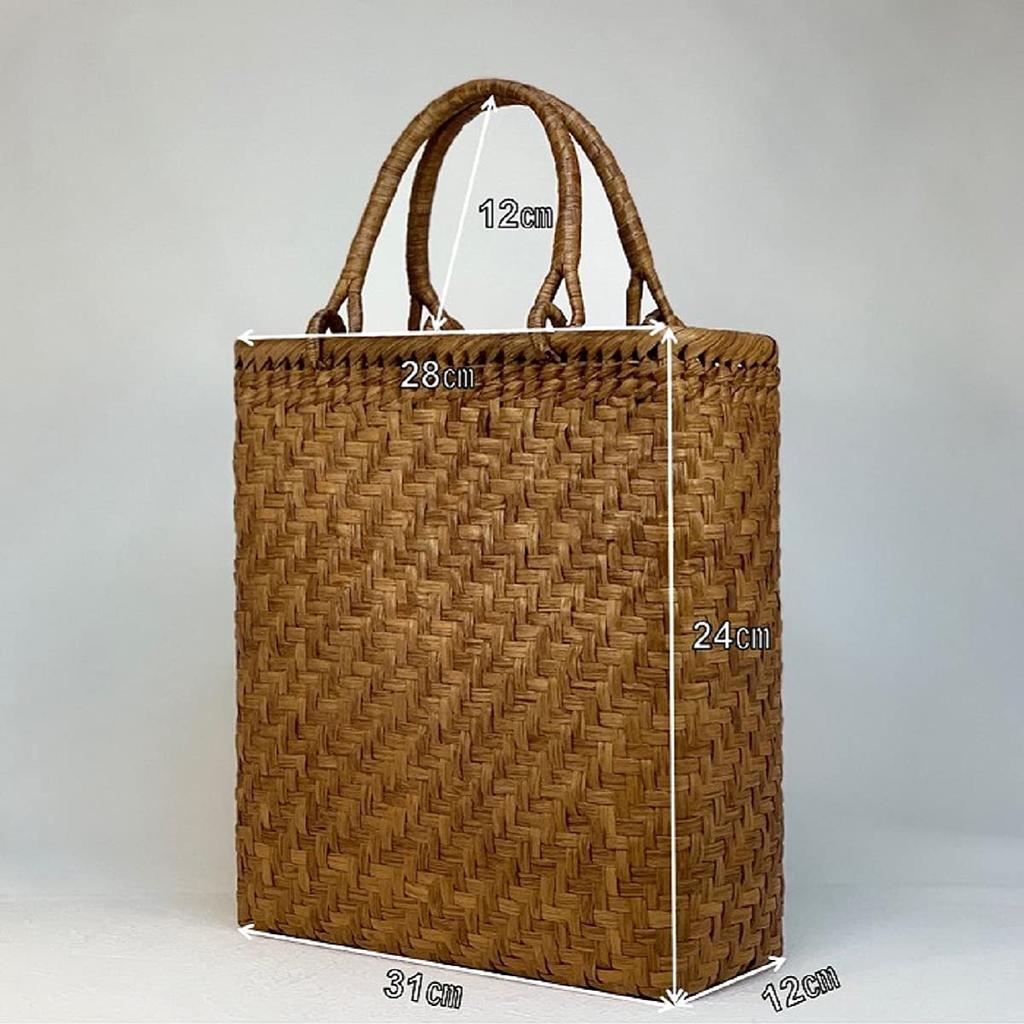 Basket Bag Handmade Wild Grape Bag Basket Bag Tote Bag with Inner Fabric 31cm X Height 24cm X Depth Stylish Japanese Style Kimono Yukata Clothes [Wild