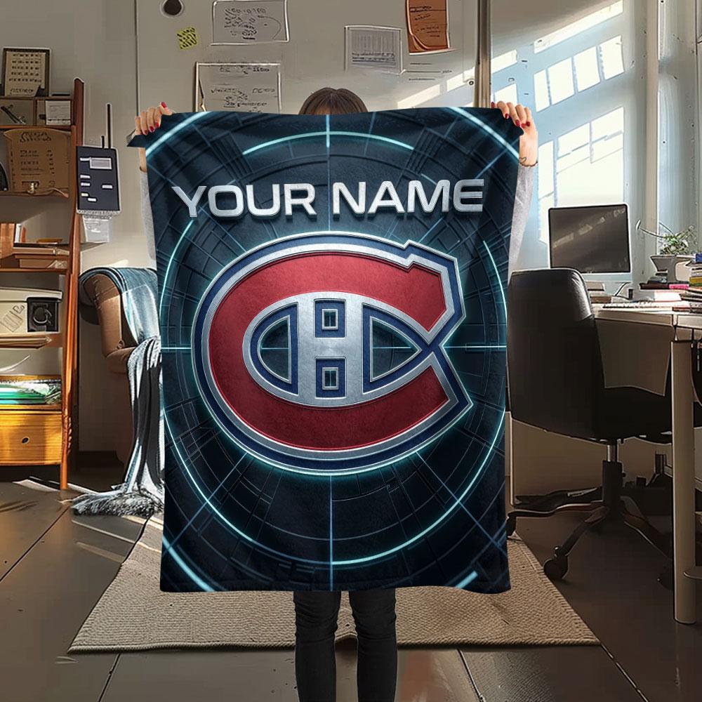 Custom Name,Montreal Canadiens Printed Flannel Blanket, soft throw for bedroom sofa, washable, Christmas present, great gift.