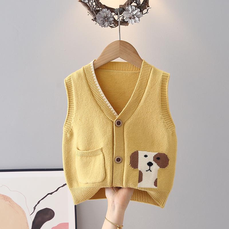 2026 Spring/Autumn Boy's Sleeveless Knit Cardigan Vest