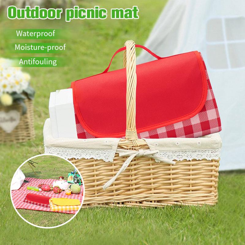 Classic Plaid Camping Mat Outdoor Use Family Water Repellent Picnic Mat Hiking Travel Foldable Storage Camping Pad Picnic Camp Supplies