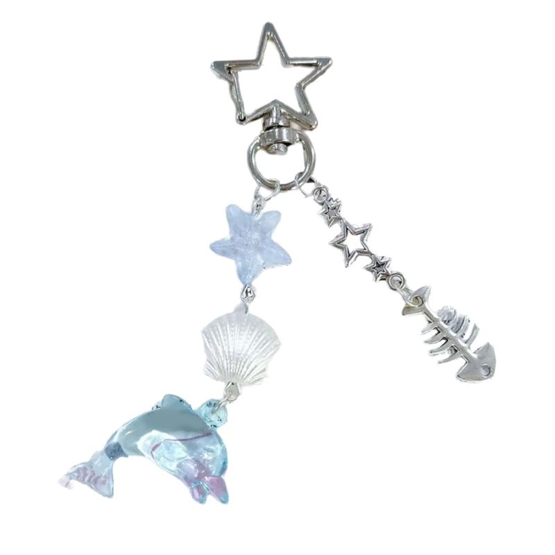 

Stylish Dolphin and Seashells Phone Charm Unique Dolphin Shell Mobile Charm Keychain for Daily Use and Special Occasions