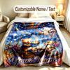 Teddy Bear Theme Custom Blanket Personalized Name & Text Customized Soft Warm Throw Blanket Home Decor