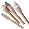 Large Vintage Walnut Wood 6-Piece Face Makeup Powder Brush Set Nylon Vegan Wood Handle Customizable Travel-Friendly Makeup
