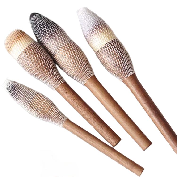 Large Vintage Walnut Wood 6-Piece Face Makeup Powder Brush Set Nylon Vegan Wood Handle Customizable Travel-Friendly Makeup