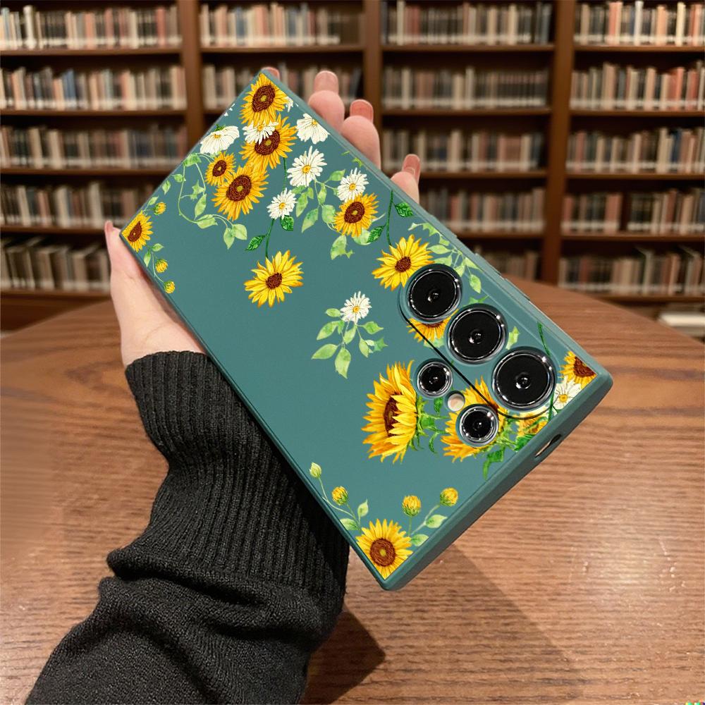 Watercolor Sunflower Pattern Slim Fit Phone Case Anti Scratch Drop Protection For Samsung Galaxy S26 S25 S24 Ultra FE A Series
