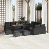 14-piece Garden Sofa Set with Cushions Black Synthetic Rattan Acacia 3361809