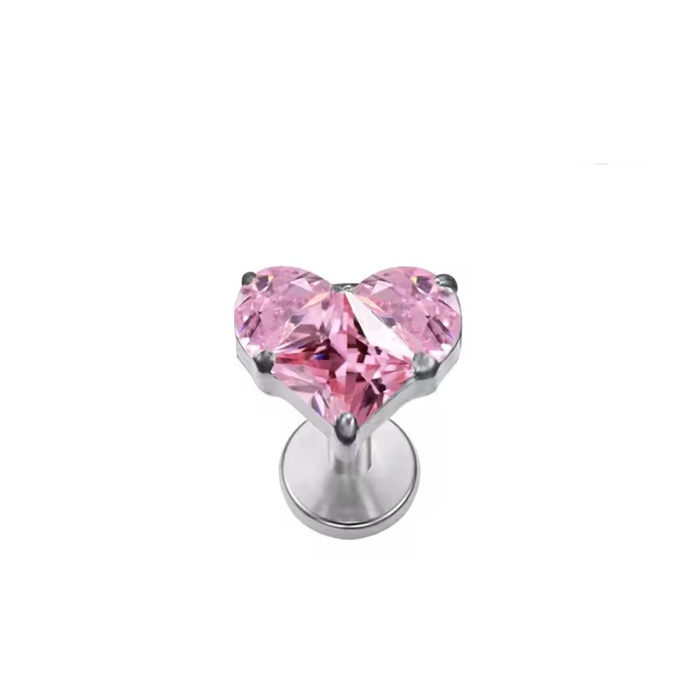 High-Quality F136 Titanium Alloy Pink Zirconia Stud Earring Set Fashionable Cartilage and Lip Piercing Jewelry for Men and Women