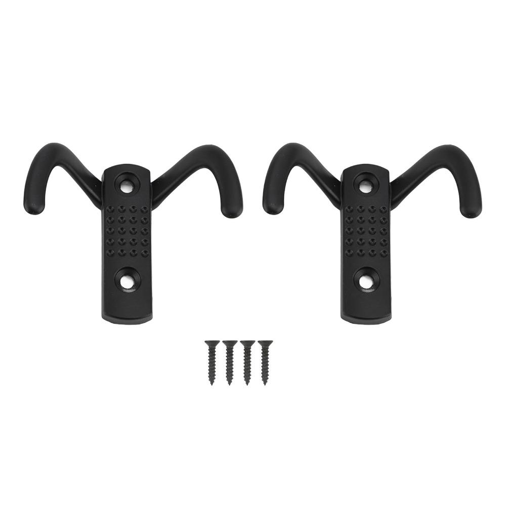2sets Zinc Alloy Double Prong Hook Black Coat Hook Robe & Towel Hooks Wall Mounted Hook For Towel