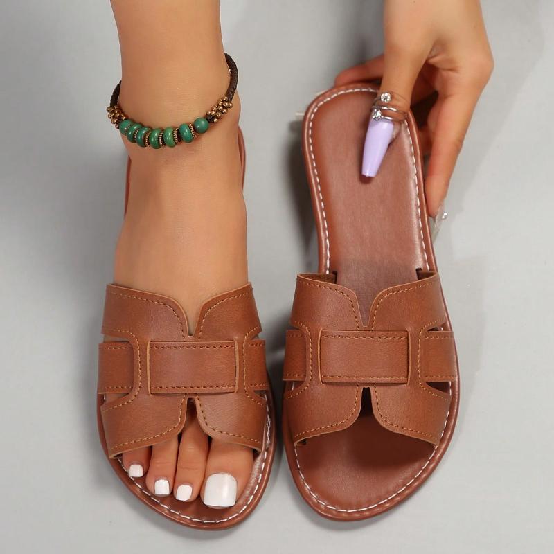Fashion 2025 New Women's Flat Sandals Exposed Casual Beach Shoes for Comfortable Slippers Indoors and Outdoors