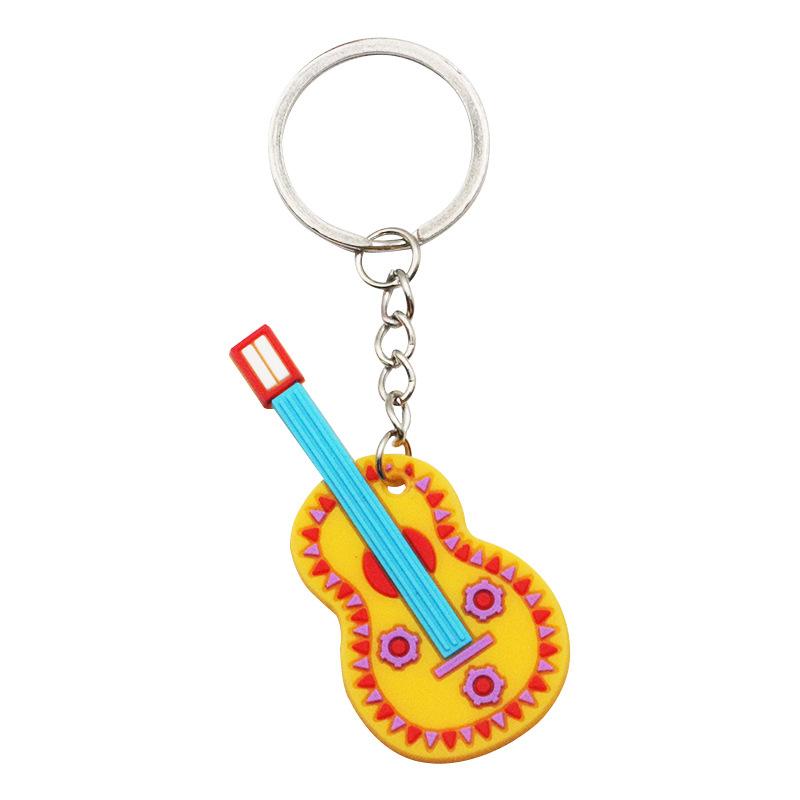 

2pcs PVC Key Chain Cactus Hat Hot Dog Horse Guitar Sand Hammer Keychain Metal Pendant Gift 2pcs