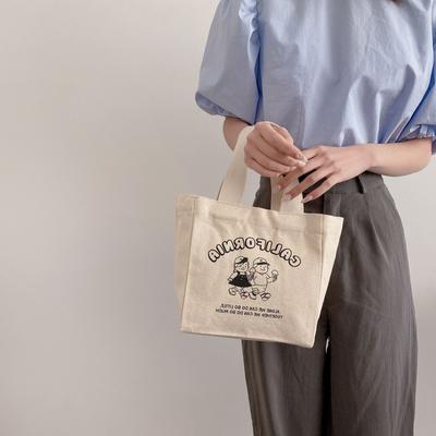 Bolsa de Almoço Fofa Lona Lancheira Tote para Piquenique Pano de Algodão Bolsa de Mão Pequena Pouch Recipiente para Jantar Sacolas para Armazenar Alimentos Para Senhoras