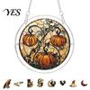 Transparent Stained Glass Halloween Acrylic Puzzle Decor, 2D Ghost Pumpkin Skeleton Hanging Sign, Faux Holiday Spooky Decorations for Party