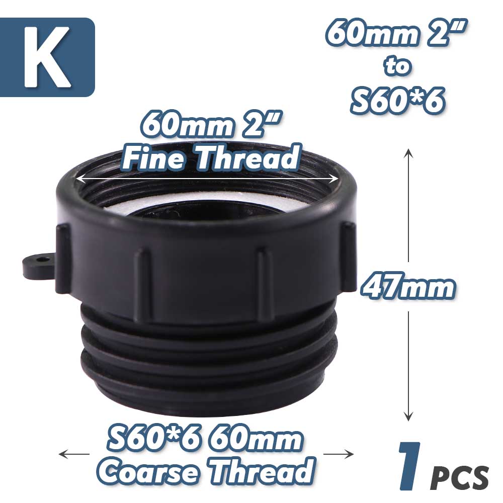 1/2" 3/4" 1" 1.5" 2" 3" 4" IBC Water Tank Conver Adapter Fine X Coarse Thread 1000L Ton Barrel Garden Irrigation Valve Fittings