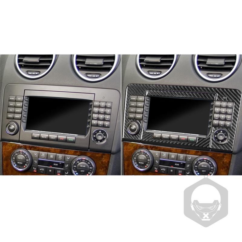 For Benz M-class W164 2005-2011 Real Carbon Fiber Radio Navigation Panel Trim Cover Car Interiors Accessories Decoration Sticker