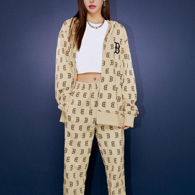 New MLB Old Flower Sweatshirts Unisex Beige Yellow 3ATRM0114-43BGS