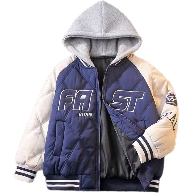 Boys padded jacket autumn and winter thickened baseball jacket cotton coat winter thin cotton children's cotton jacket two cotton