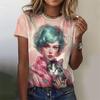Cartoon Girl Graphic 3D Print Women's T-Shirts Summer O-Neck Short Sleeve T Shirt Y2k Harajuku Tees Casual Tops Female Clothing