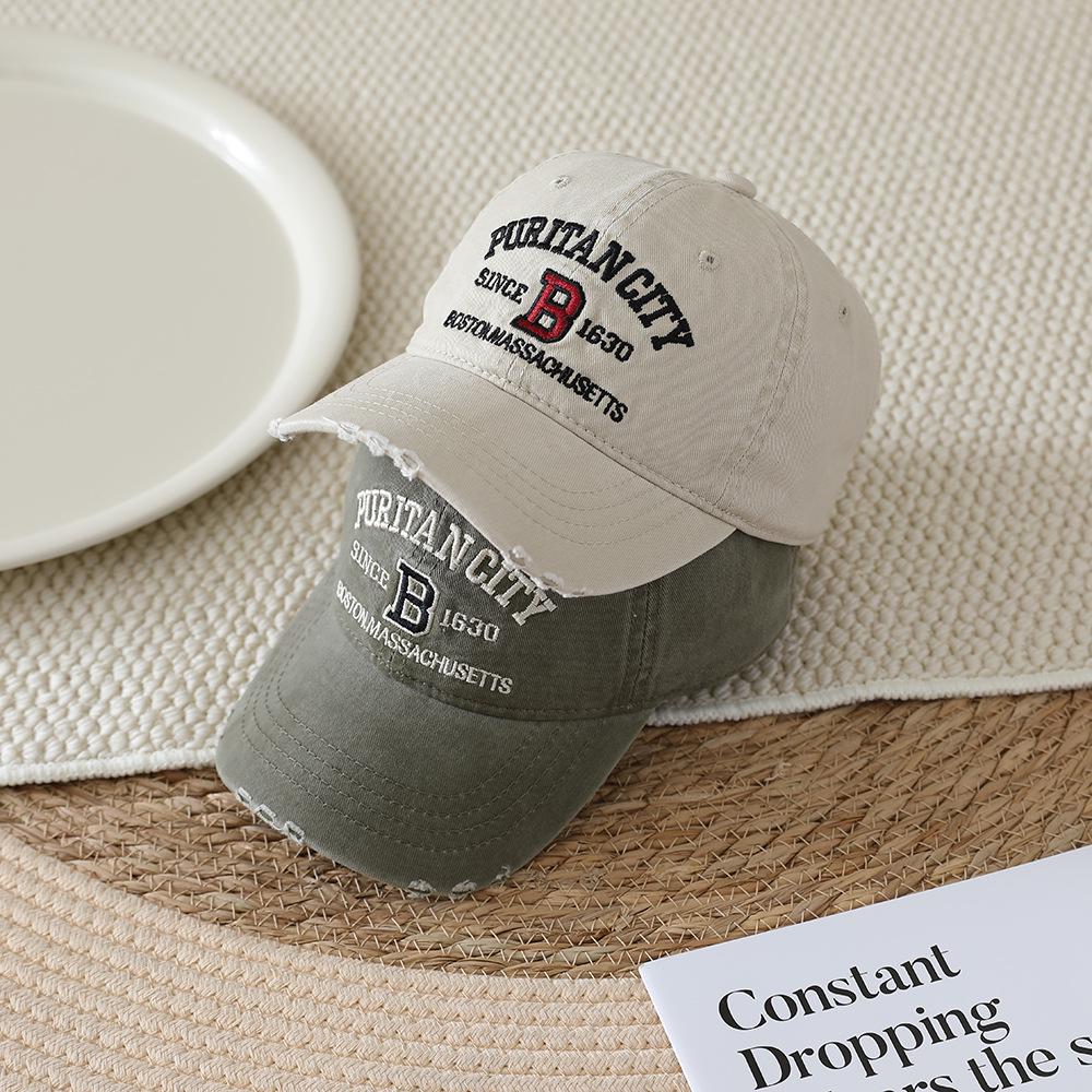 2026 Spring/Autumn Kids' Retro Embroidered Baseball Cap - Korean Style Duckbill Sun Protection Hat for Boys & Girls
