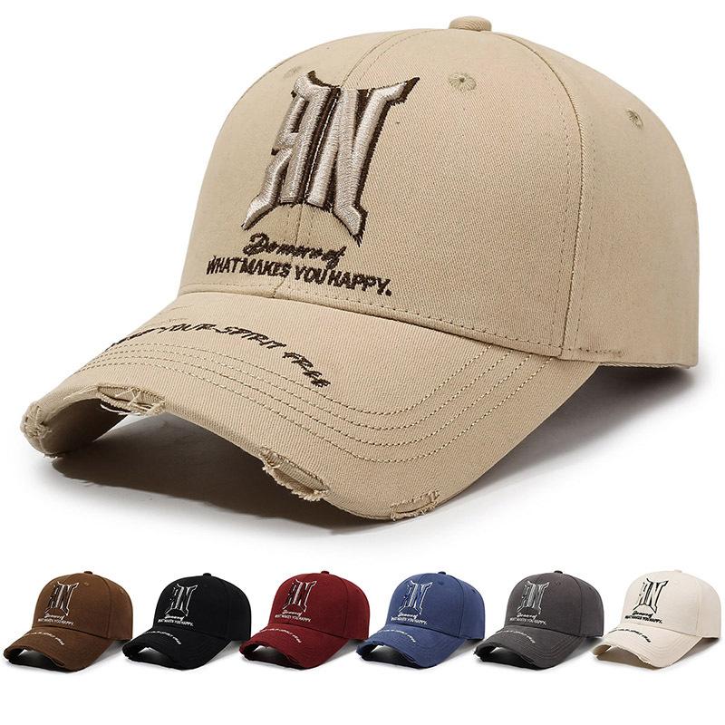 Hole Embroidered Letter Baseball Cap Unisex Sunshade Hat Outdoor Cap