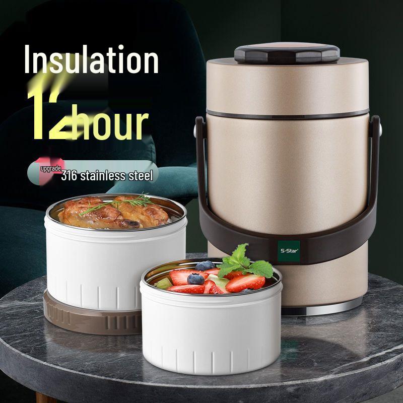 316 Stainless Steel Insulated Portable Lunch Box for One - Double Layer Vacuum Design for Home, Office, or School.