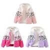 2-10 Years Kids Girls Warm Hooded Coat Winter Zipper Fleece Jacket