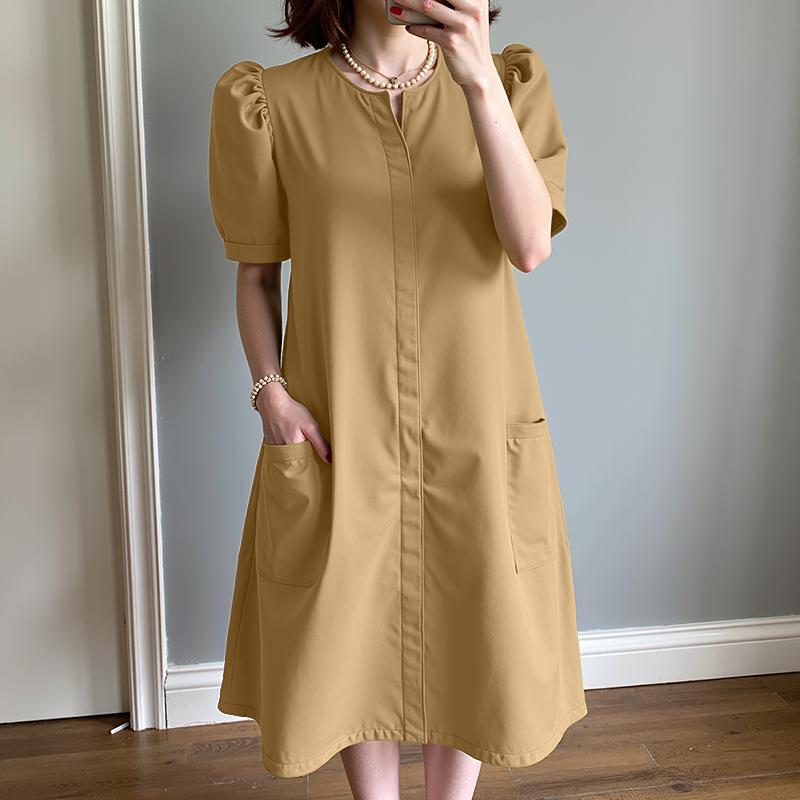 

ZANZEA Жіноча повсякденна літня вільна сукня з короткими рукавами з V-подібним вирізом 5XL хакі