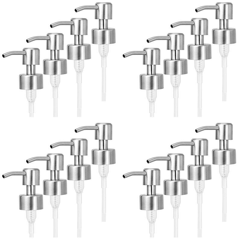 

16Pcs Soap Dispenser Pump Replacement Stainless Steel Lotion Dispenser Pump For Regular 28/400 Neck Bottles For Bathroom срібний