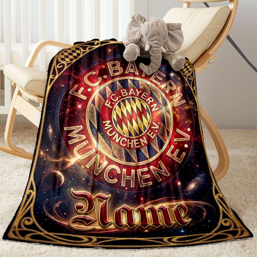 Bayern Munich Galaxy Fan Art Customize Your Name Blanket Throw Customizable Blanket Durable Comfort Suitable for Picnics Office Chair Seaside