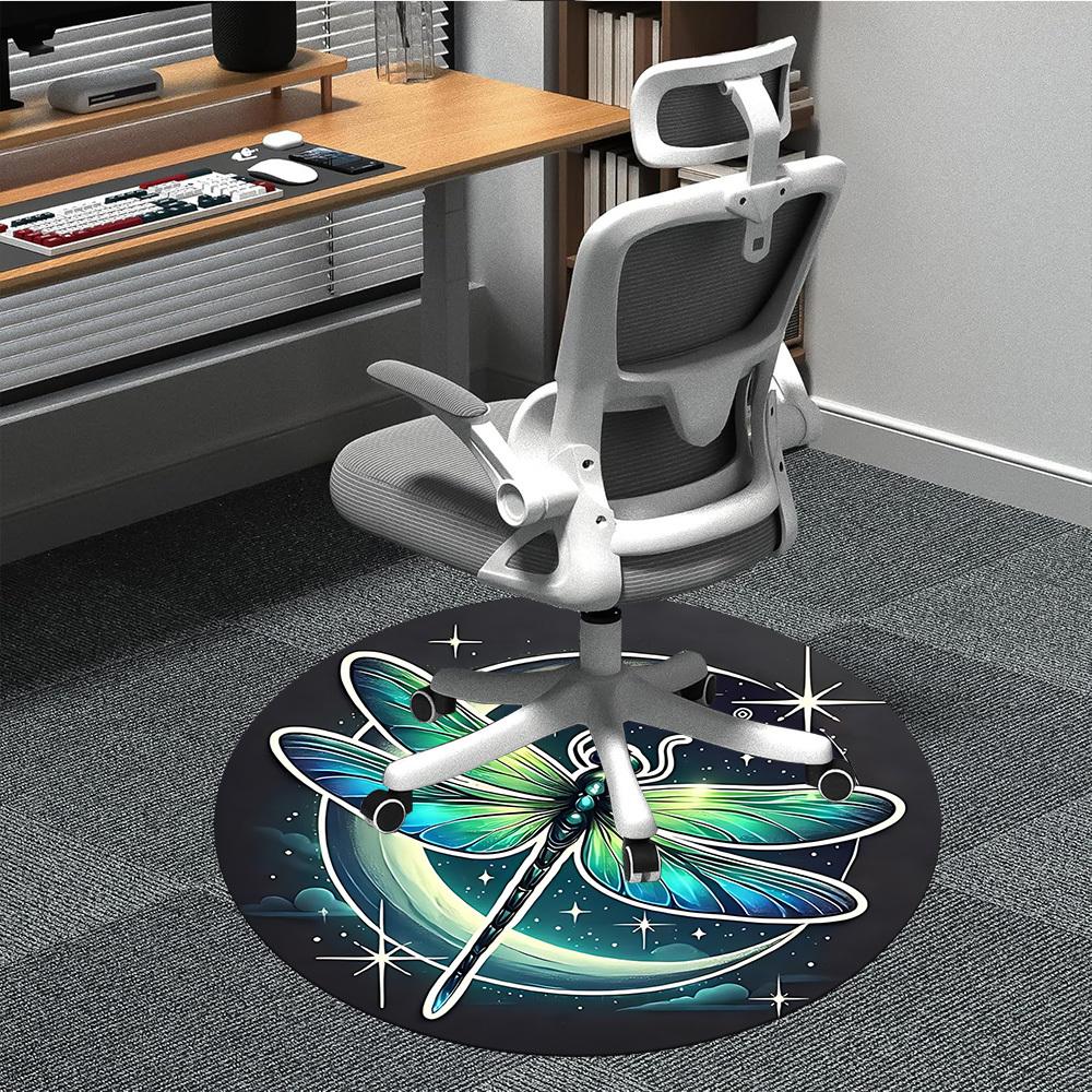 1PC Dragonfly Crescent Office Round Area Rug, Indoor Mat Suitable ForOffice, Under Office Chairs Bedroom Living Room Home Decor, Room Deco, D072