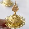 1PC Creative golden iron art mini Middle Eastern incense burner with large pointed tip Small Arabian home decor incense burner accessories
