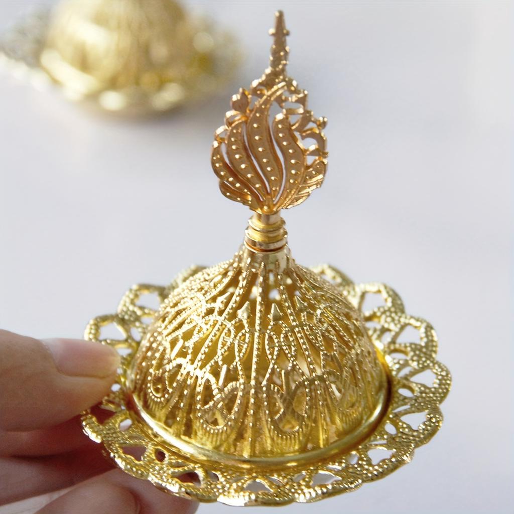 1PC Creative golden iron art mini Middle Eastern incense burner with large pointed tip Small Arabian home decor incense burner accessories