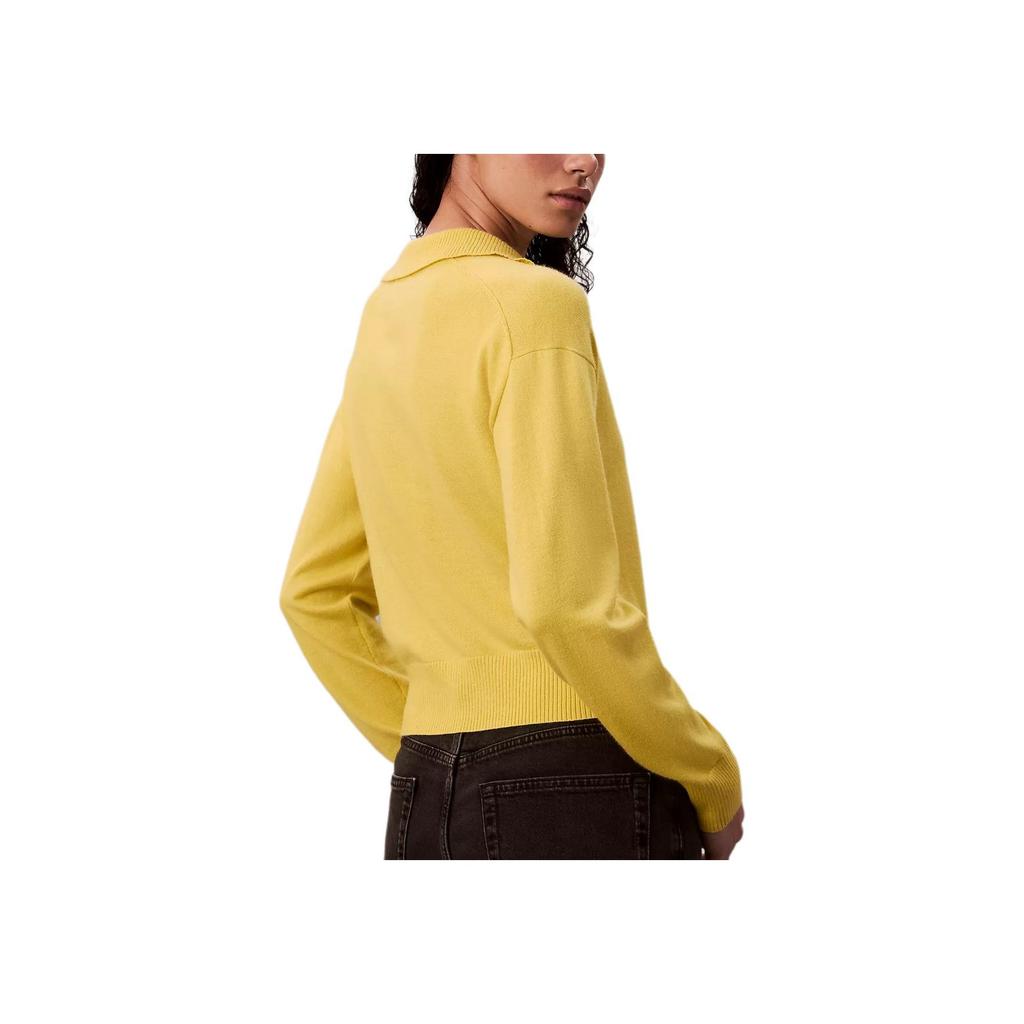 Calvin Klein Loose Minimalist Soft Solid Color Long Sleeve Polo Shirt Women tops 44D396G-ZH6