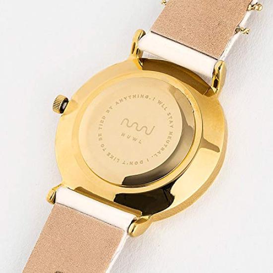 Women's White Marble-patterned Waterproof Watch, 33mm, Gold, Popular Brand NUWL CROCE DOT STONEWHITE