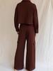 Ladies' Four Seasons Versatile Casual Waist Top with Three Dimensional Pocket Work Pants Retro Two Piece Set