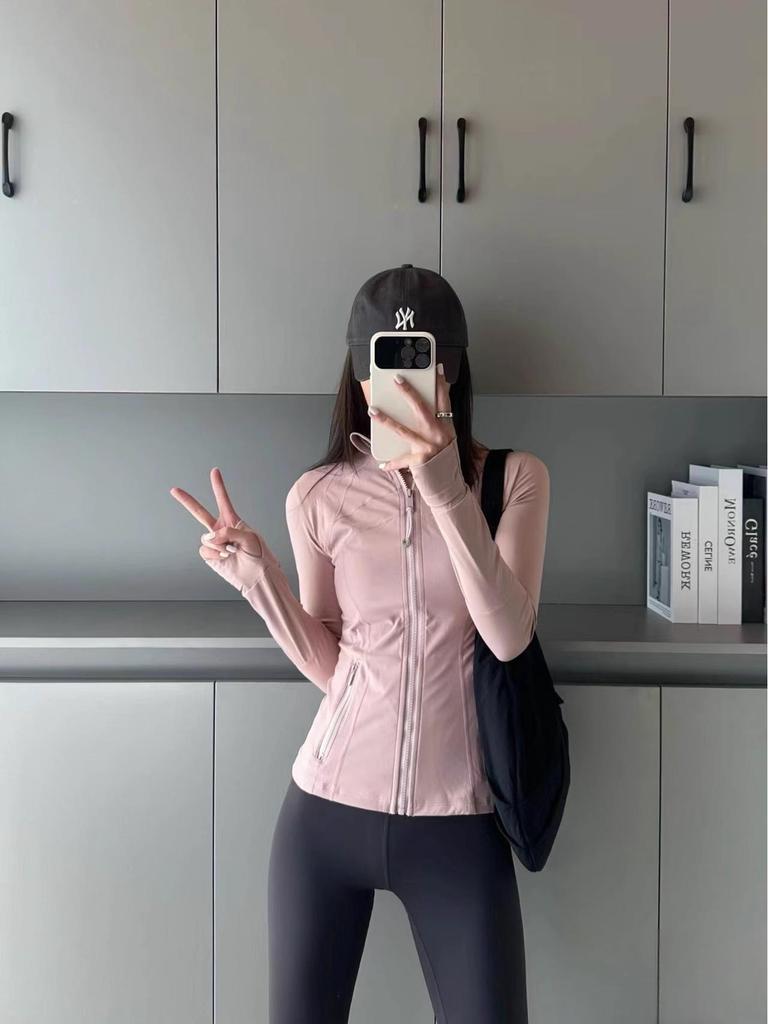 Giacca da Yoga Lu Family Defina Slim Fit con Collo Alto, Asciugatura Rapida - Morbida, Spazzolata, Elastica per l'Autunno