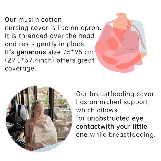 Women Breastfeeding Cover Up with 2 Pockets Adjustable Straps Breathable Nursing Cloak Breast Feeding Shawl