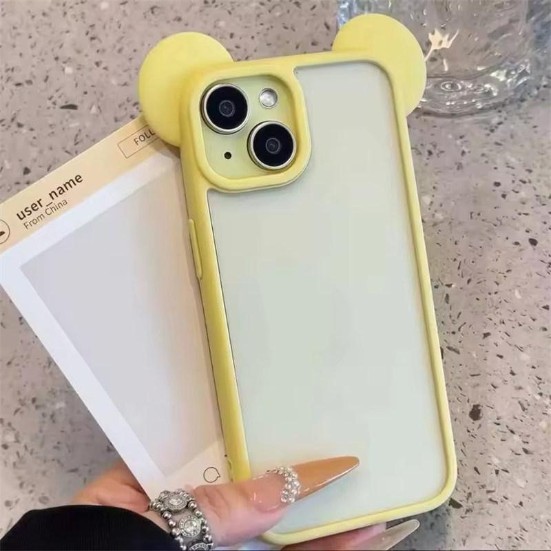 

Милий Простий Чохол з Котячими Вушками для iPhone 17 16 15 14 13 12 Pro Max Plus Ударостійкий Прозорий М який Силіконовий Чохол-Накладка iPhone 14 Plus жовтий