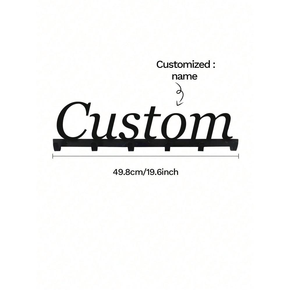 Custom Metal Name Hook Black Wall Mounted Holder Towel Rack Key Hanger Storage Bedroom Entryway Decor