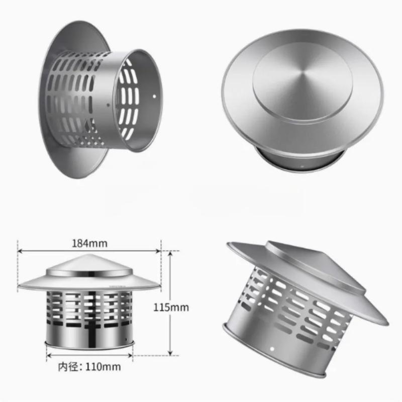 Stainless Steel Ultralight Chimney Rain Cap - 75/110/160/200mm for Exterior Wall Roof Pipe Air Exhaust Vent Hood