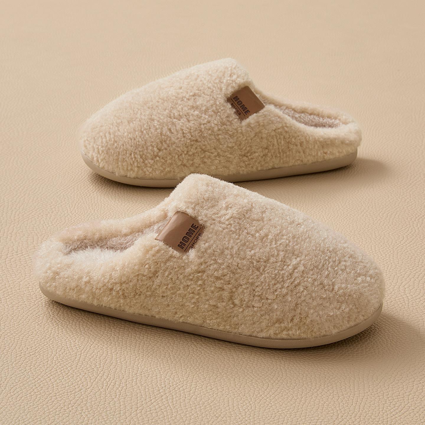 

Жіночі домашні капці Плюшеві Теплі Плоскі Шльопанці Милі М які Нековзкі Капці Для Приміщення та Вулиці Чоловічі Повсякденні Капці 40-41 бежевий