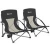 Set aus 2 klappbaren Strandstühlen, leichte faltbare Campingstühle, Tragetasche, Getränkehalter, 58 x 55 x 62 cm, Schwarz