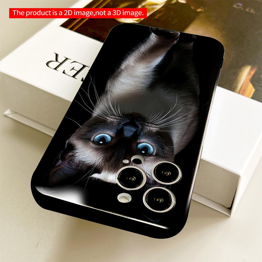 2DFlat Siamese Cat with Blue Eyes Walking Forward All Inclusive Film Hard Phone Case, Compatible with iPhone 18 Pro Max 17 16 15 14 13 12 11