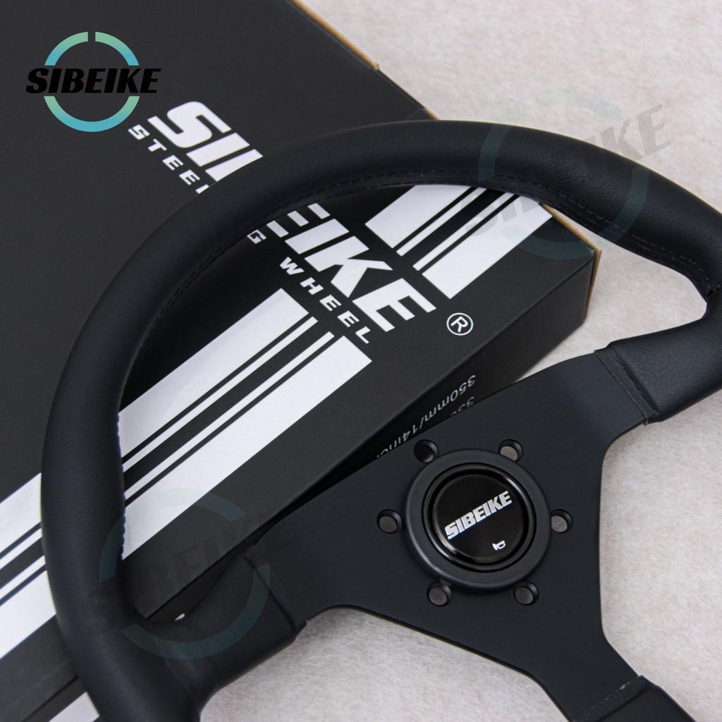 SIBEIKE Montecarlo Style Leather Steering Wheel 14inch JDM Modified Car Sports Racing Steering Wheel